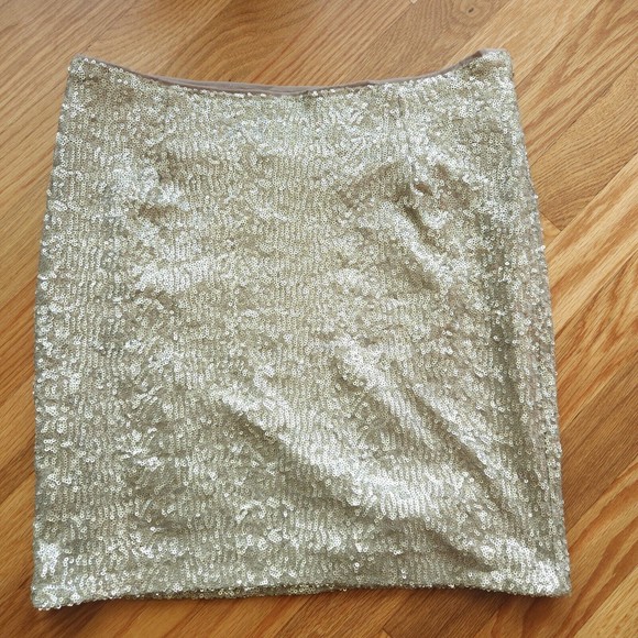 Cache Gold Sparkly Sequin Short Mini Party Skirt Size 4 - Picture 3 of 6